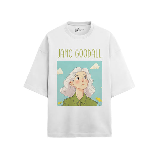 Jane Goodall Oversized French Terry T-Shirt #GeniusDoodles