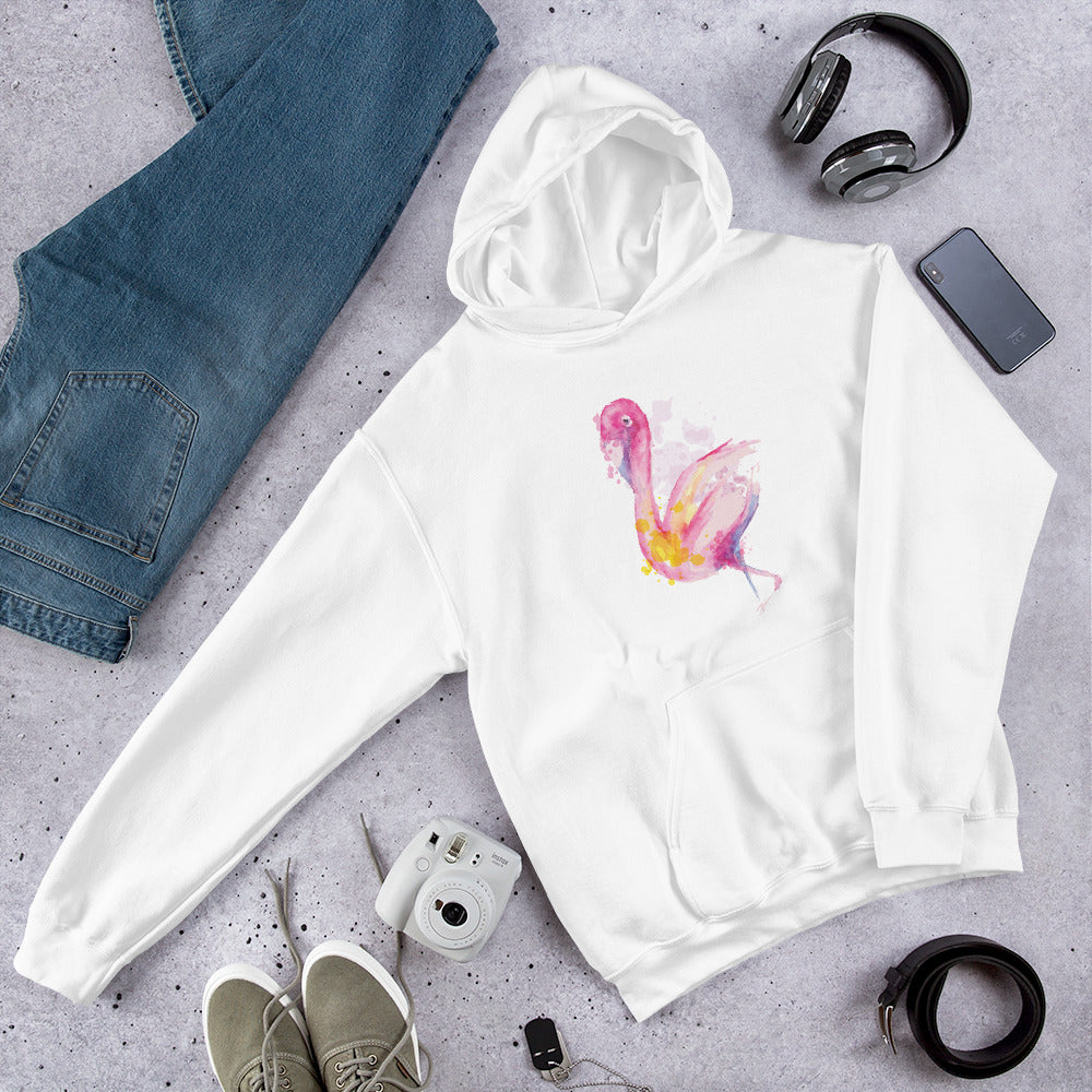 Flamingo Watercolor Unisex Hooded Sweatshirt