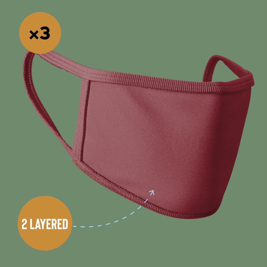 Premium Face Mask #Maroon #Pack of 3
