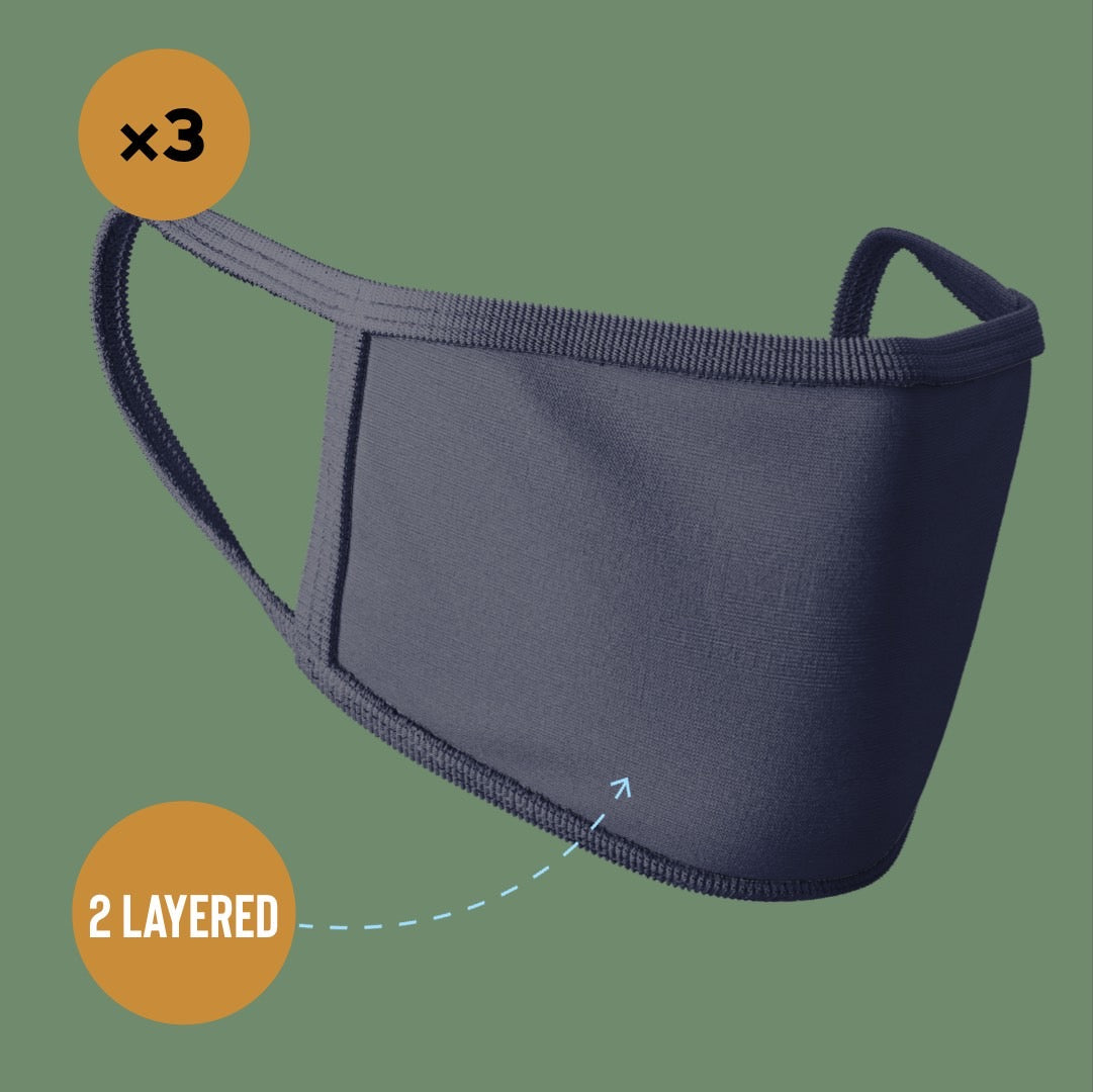 Premium Face Mask #Navy #Pack of 3