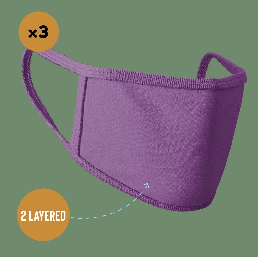 Premium Face Mask #Purple #Pack of 3
