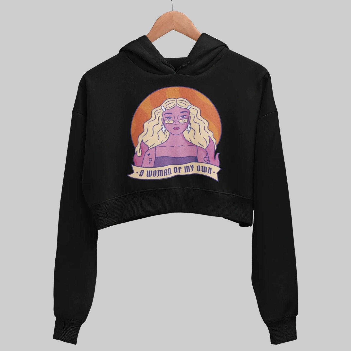 Strong Woman Crop Hoodie