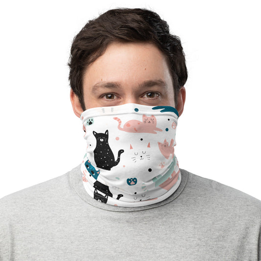 Cats & Paws Neck Gaiter #White