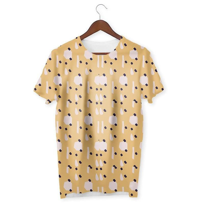 Splash & Dots Pattern T-Shirt #Mint-Yellow