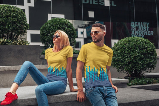 Melting Lines Unisex Half Sleeve T-Shirt #Yellow