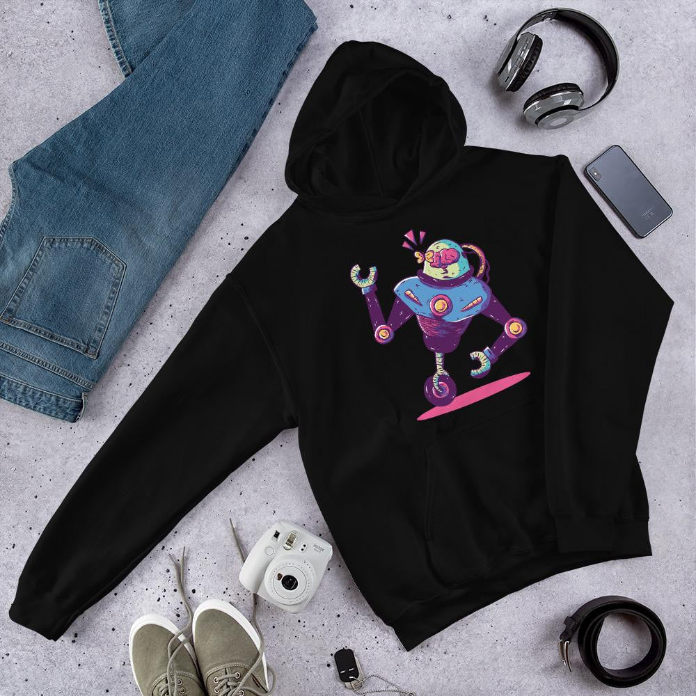 Mono Wheel Robot Unisex Hooded Sweatshirt