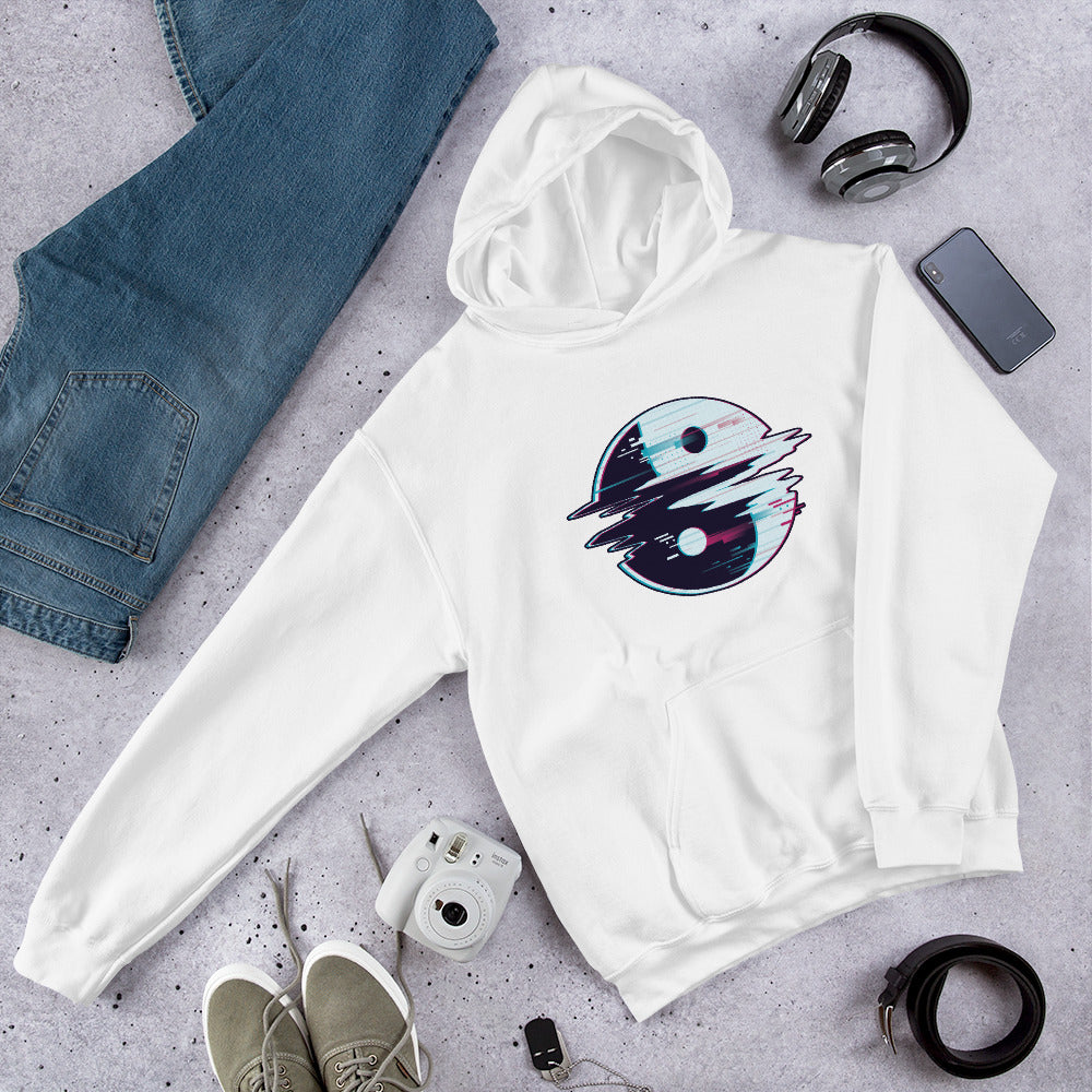 Yin Yang Glitch Unisex Hooded Sweatshirt