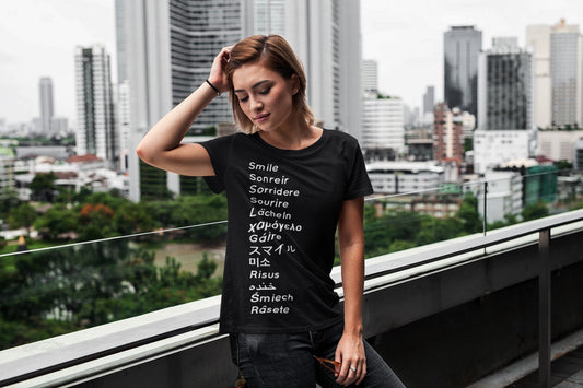 Smile International Languages Unisex Half Sleeve T-Shirt #Black
