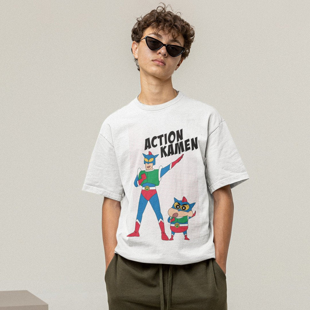 Action Kamen Unisex Oversized T-Shirt — White