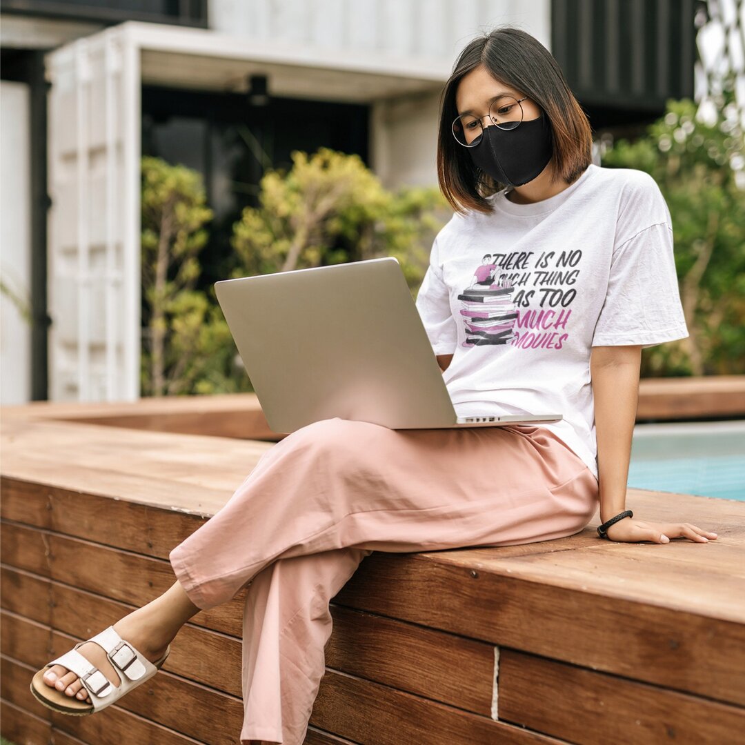 Too Much Movies Unisex Oversized T-Shirt — front view