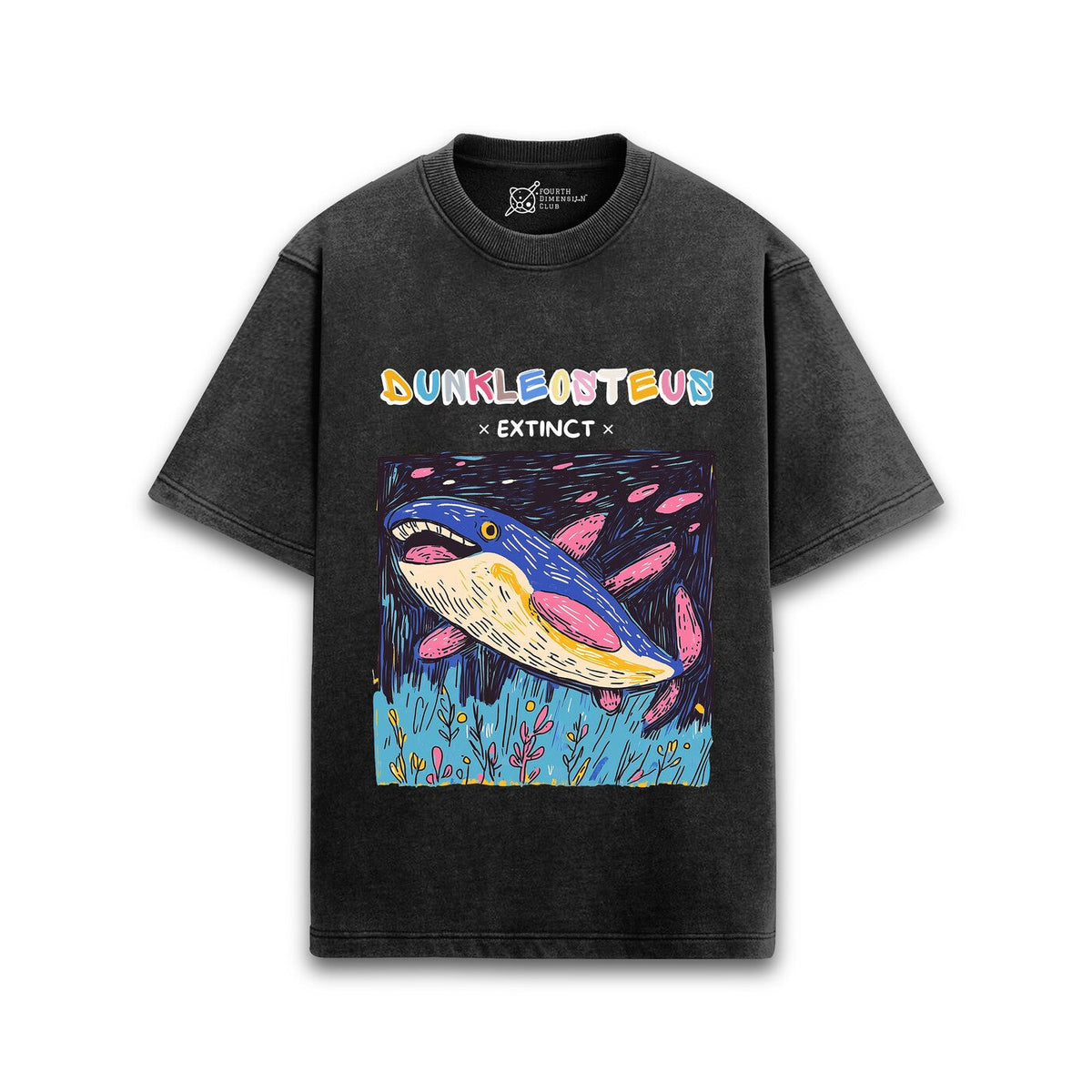 Dunkleosteus Acid Wash Oversized T-Shirt