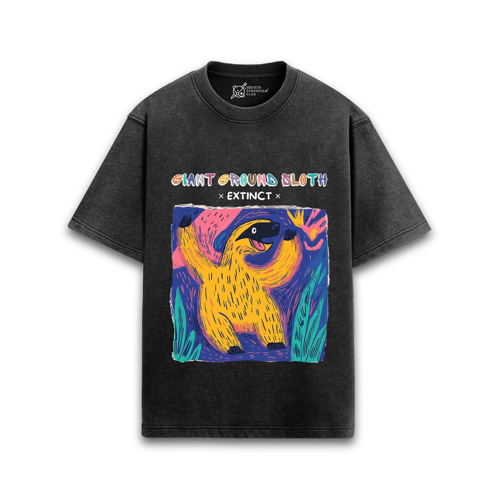 Giant Ground Sloth Acid Wash Oversized T-Shirt