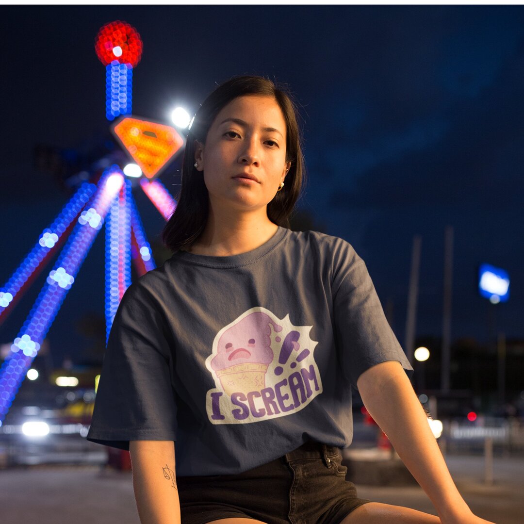 Ice Cream Funny Unisex Oversized T-Shirt — front view