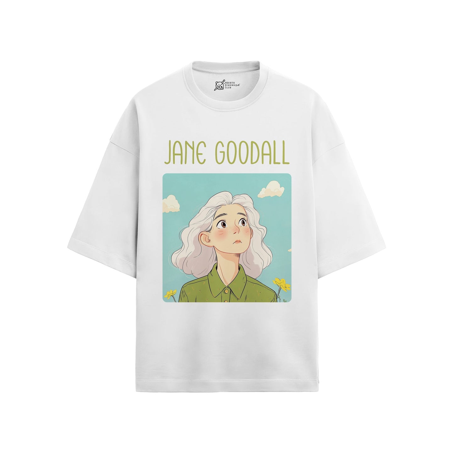 Jane Goodall Oversized French Terry T-Shirt #GeniusDoodles