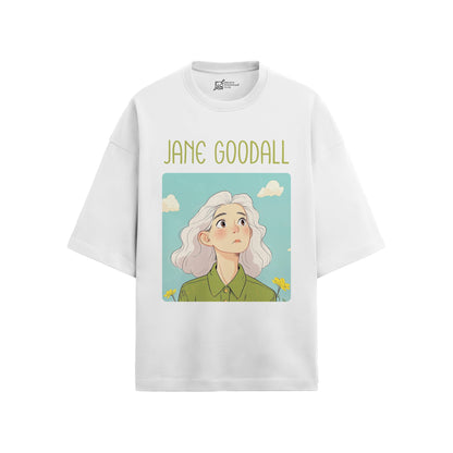 Jane Goodall Oversized French Terry T-Shirt #GeniusDoodles