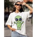 Kawaii Alien Cartoon Unisex Oversized T-Shirt — White