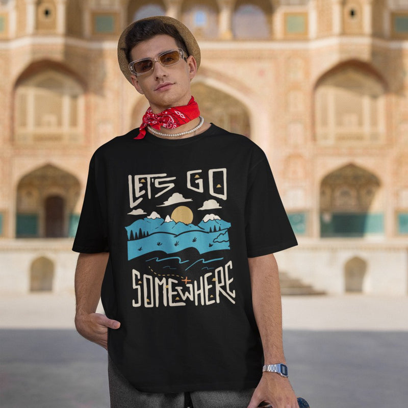 Go Somewhere Unisex Oversized T-Shirt — Black