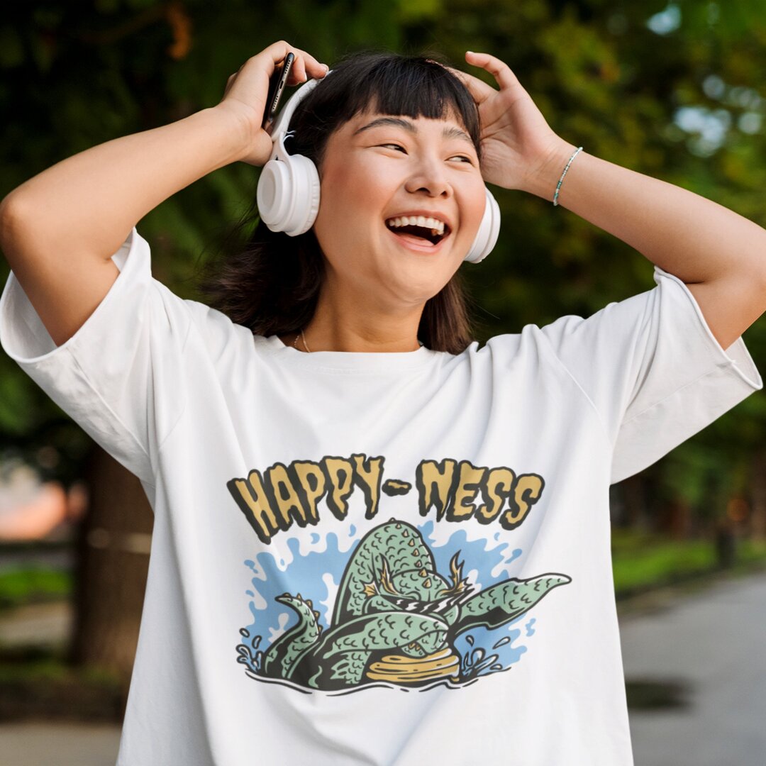 Loch Ness Dabbing Unisex Oversized T-Shirt — front view
