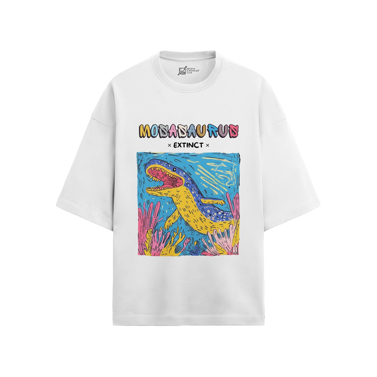 Mosasaurus Oversized French Terry T-Shirt — white-1