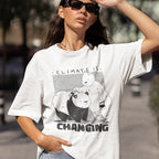 Polar Bear Climate Change Unisex Oversized T-Shirt — front view