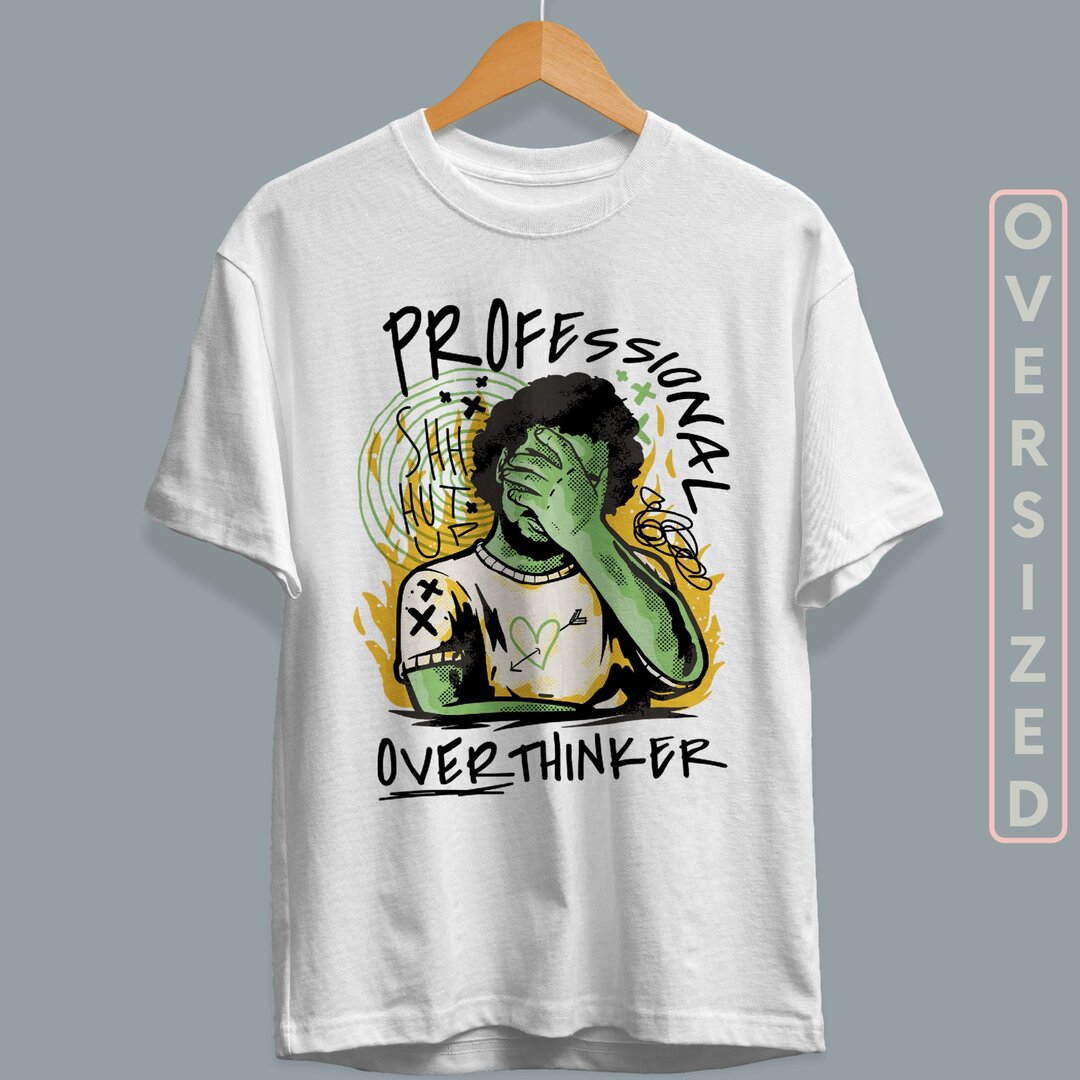 Professional Over-thinker Unisex Oversized T-Shirt — back view