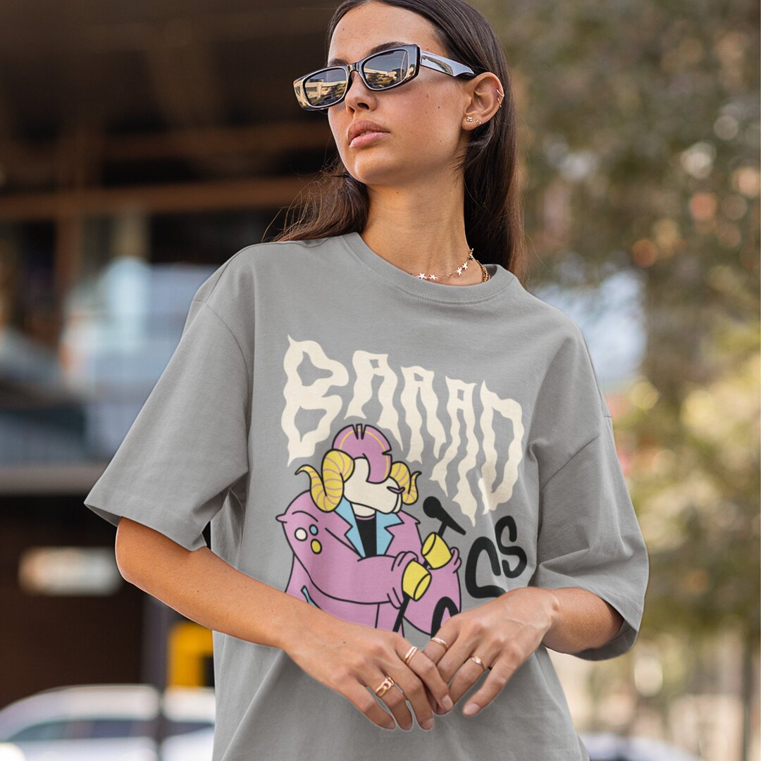 Punk Goat Unisex Oversized T-Shirt — front view