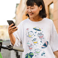 Rain, Umbrellas & Friends Unisex Oversized T-Shirt — White