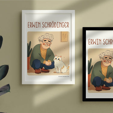 Erwin Schrödinger Framed Poster #GeniusDoodles