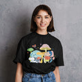 Shiro's Walk & Mushrooms Unisex Oversized T-Shirt — Black