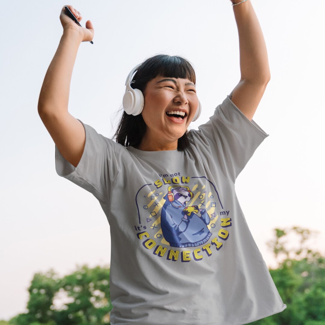 Slow Gaming Sloth Unisex Oversized T-Shirt — front view