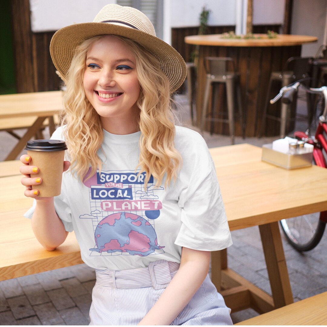 Support Local Planet Unisex Oversized T-Shirt — front view