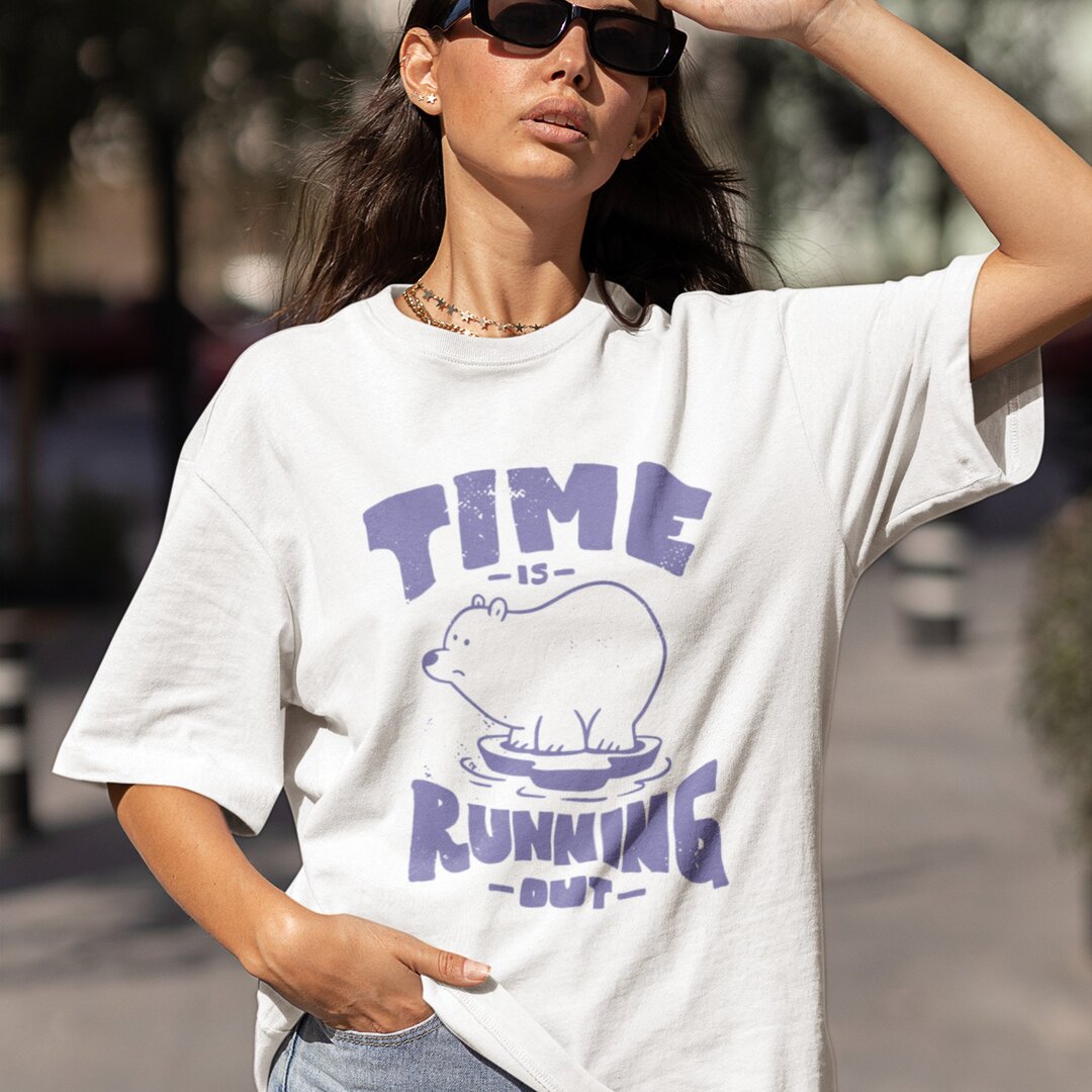 Time Running Out Unisex Oversized T-Shirt — front view