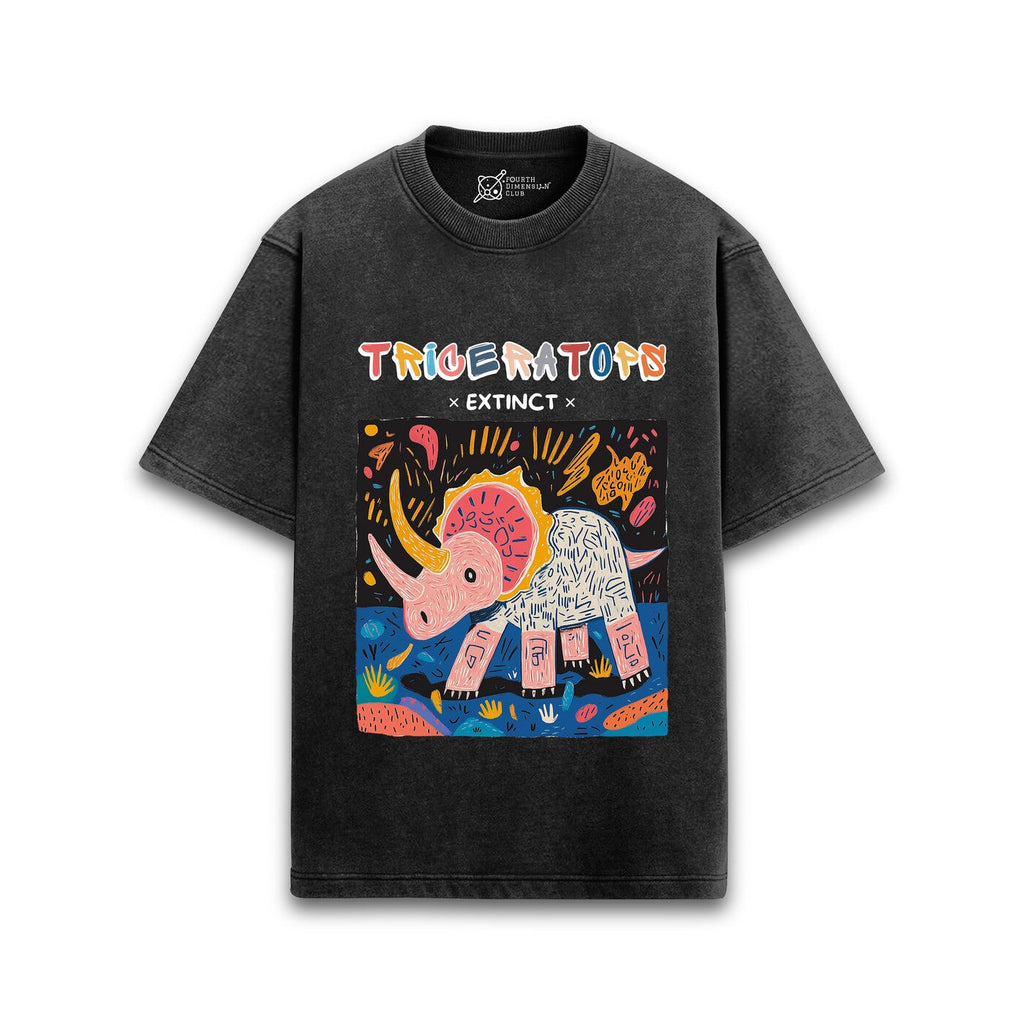 Triceratops Acid Wash Oversized T-Shirt