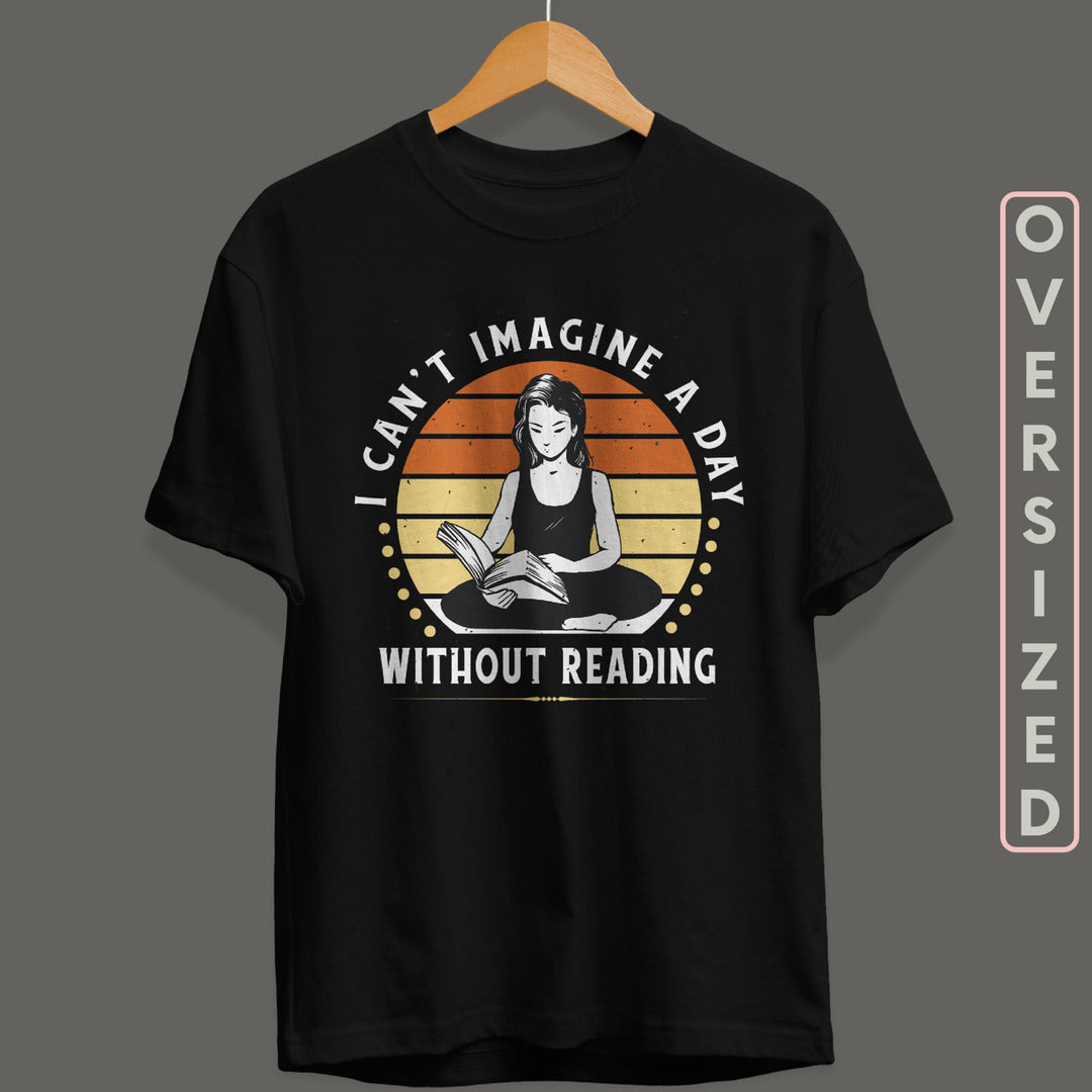 Girl Reading Books Unisex Oversized T-Shirt