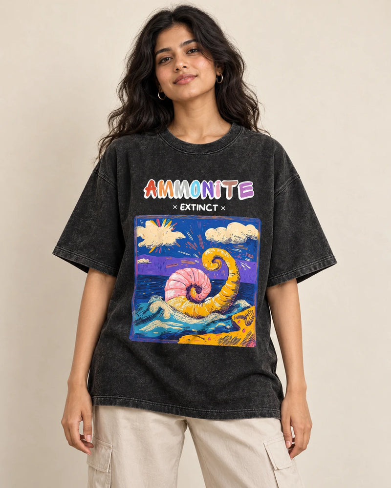 Ammonite Acid Wash Oversized T-Shirt #AncientArchives
