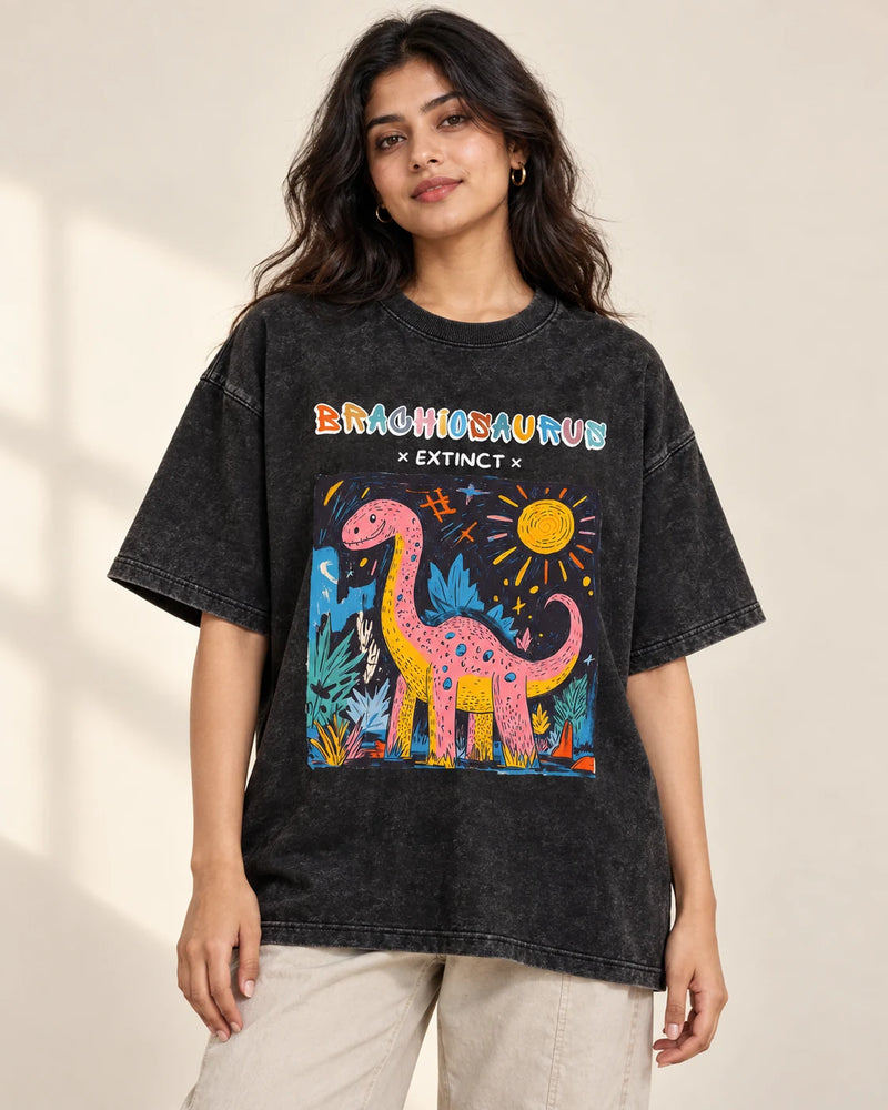 Brachiosaurus Acid Wash Oversized T-Shirt #AncientArchives