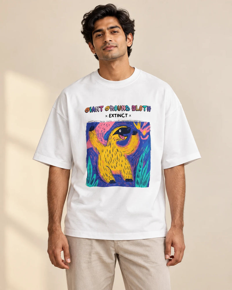 Giant Ground Sloth Oversized French Terry T-Shirt #AncientArchives