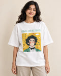 Ludwig van Beethoven Genius Doodles oversized French terry T-shirt by Fourth Dimension Club, front view on model