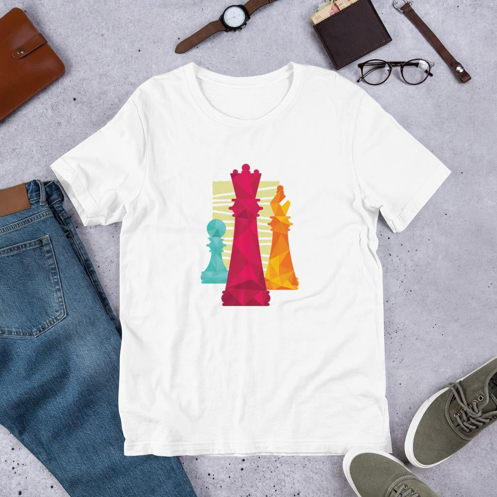 Chess Pieces Half Sleeve T-Shirt — White