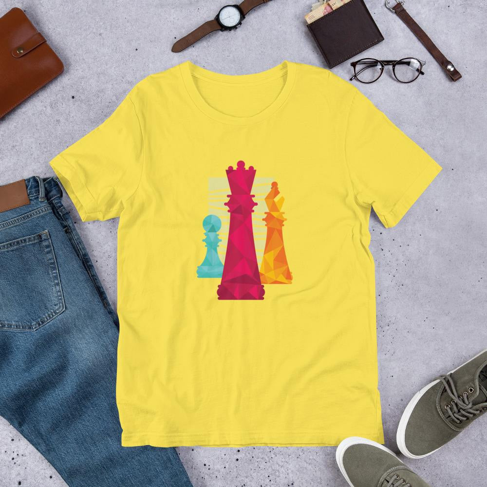Chess Pieces Half Sleeve T-Shirt — Yellow