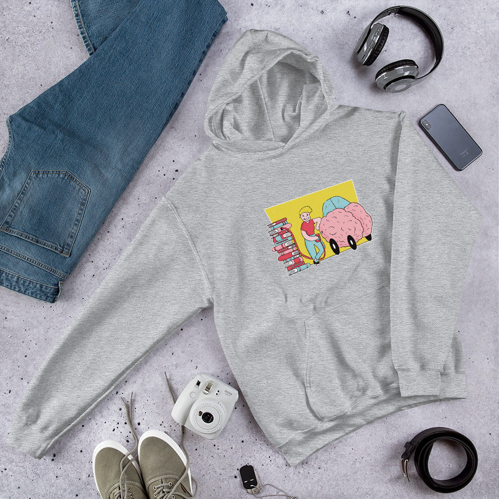 Book Fuel Unisex Hooded Sweatshirt — Grey