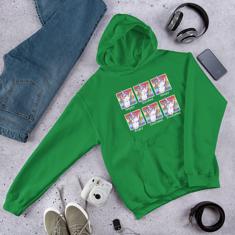 Unicorn Faces Unisex Hooded Sweatshirt — Green
