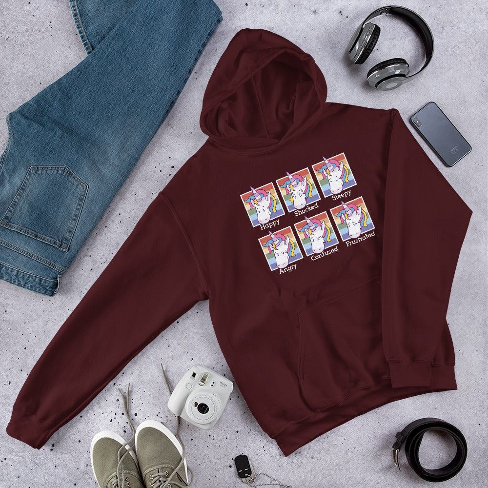 Unicorn Faces Unisex Hooded Sweatshirt — Maroon