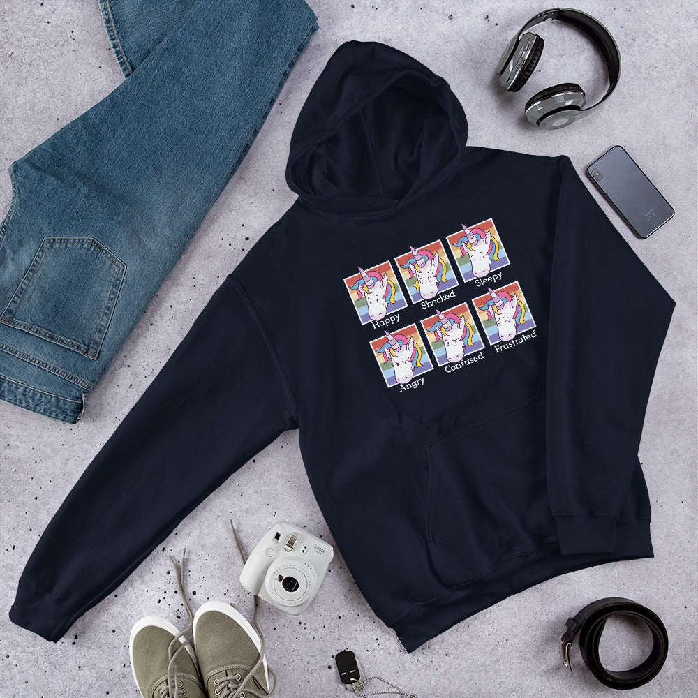 Unicorn Faces Unisex Hooded Sweatshirt — Navy