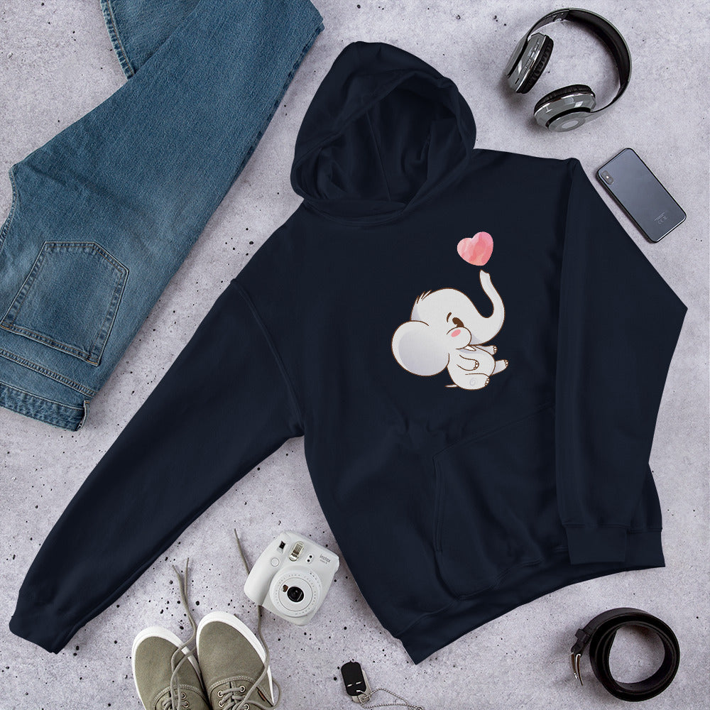Cute Baby Elephant Unisex Hooded Sweatshirt