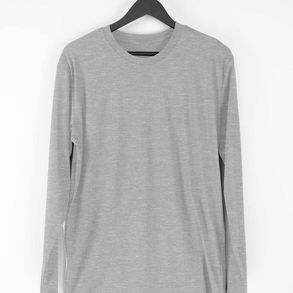 Men's Plain Full Sleeve T-Shirt — Melange Grey