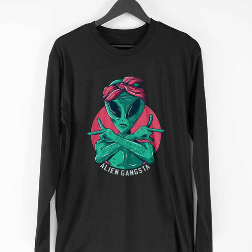 Alien Gangsta Full Sleeve T-Shirt — Black