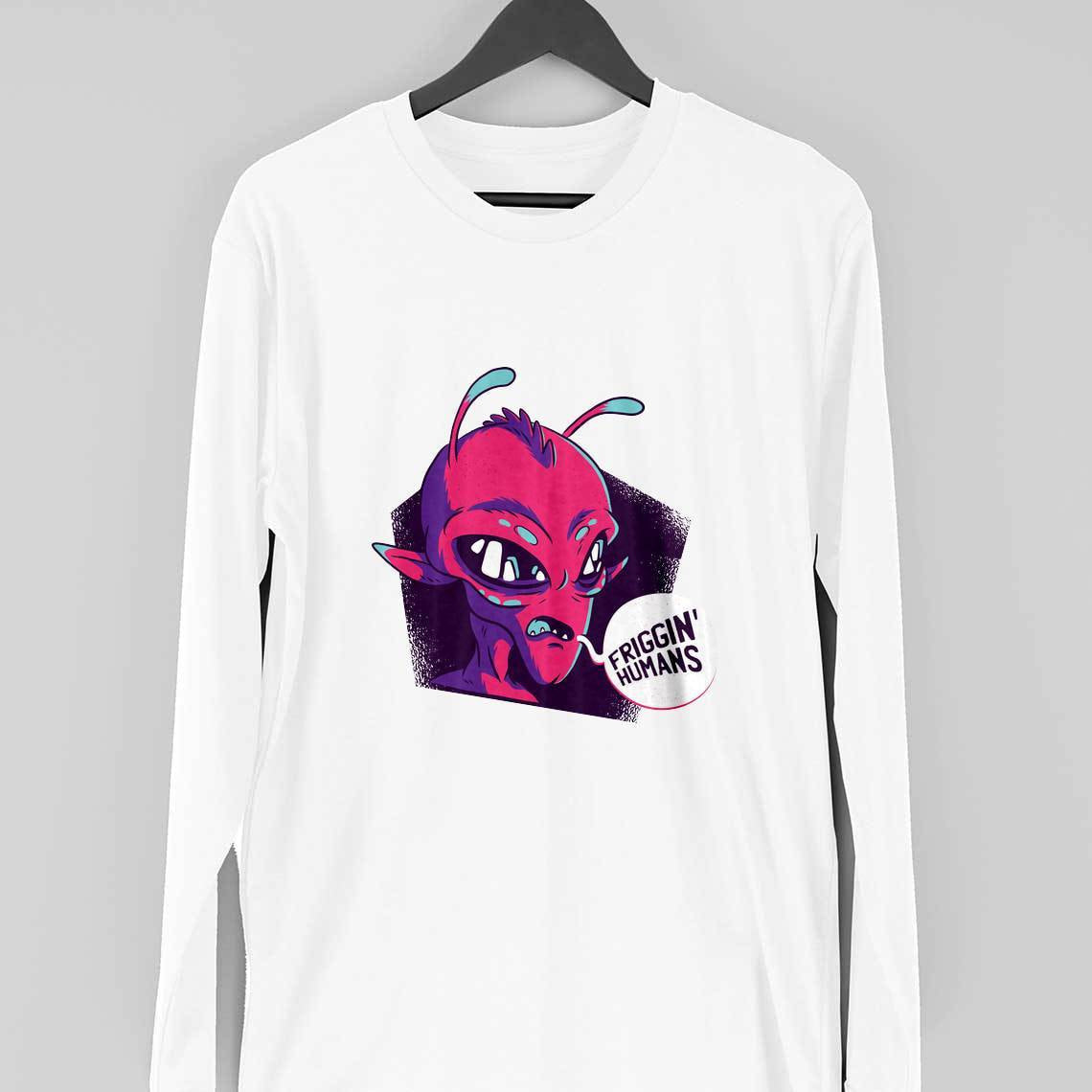 Friggin Humans Full Sleeve T-Shirt — White