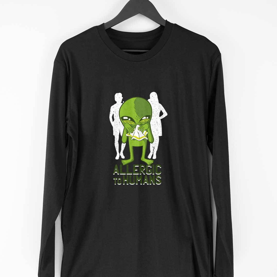 Allergic To Humans Full Sleeve T-Shirt — Black