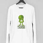 Allergic To Humans Full Sleeve T-Shirt — White